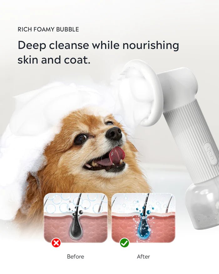 Uah Pet FUR-EVER CLEAN Automatic Foaming Soap Dispenser and Dog Bath Brush